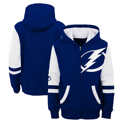 Sweat à capuche entièrement zippé Outerstuff Tampa Bay Lightning Face Off pour enfants d'âge préscolaire, bleu