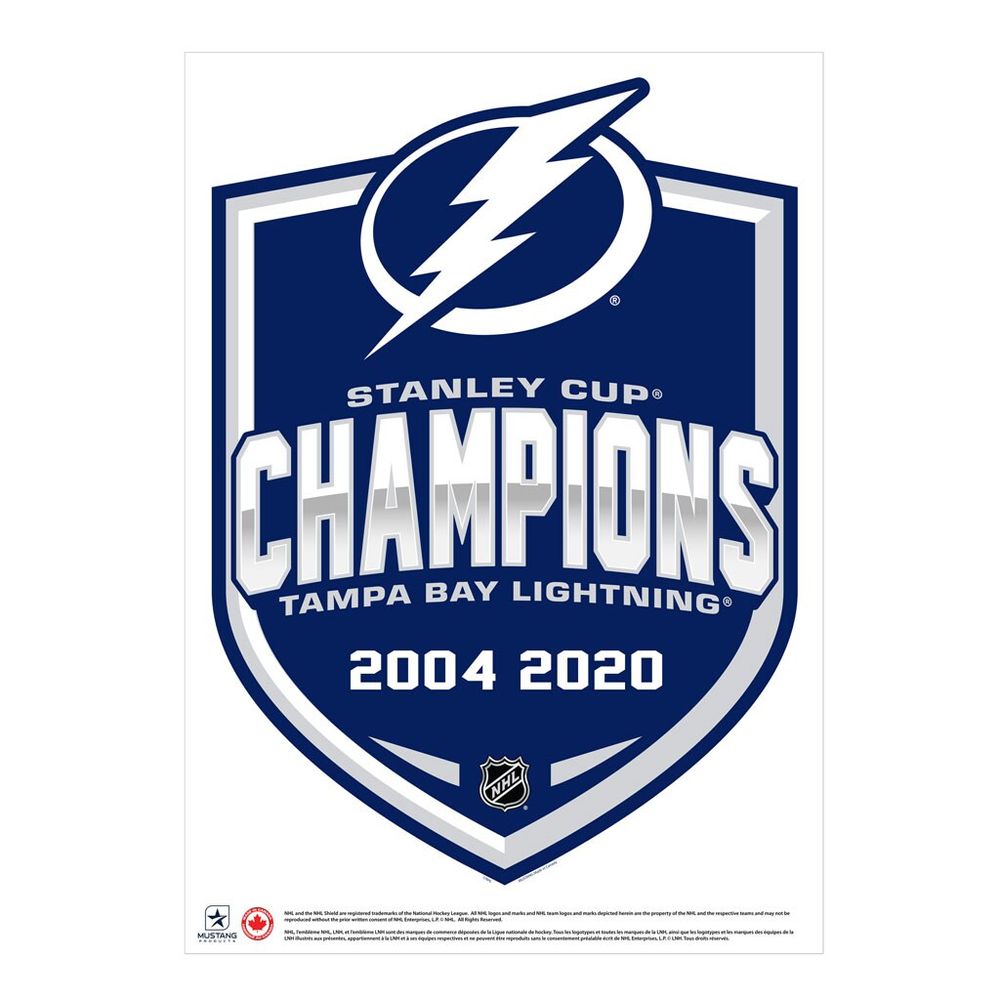 Tampa Bay Lightning 2-Time Stanley Cup Champions - 16'' x 22'' Repositionable Shield Decal