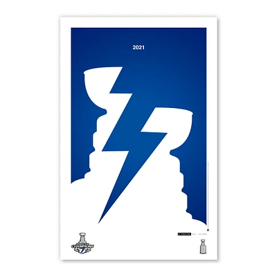 Tampa Bay Lightning 2021 Stanley Cup Champions 11'' x 17 '' Affiche minimaliste Impression artistique