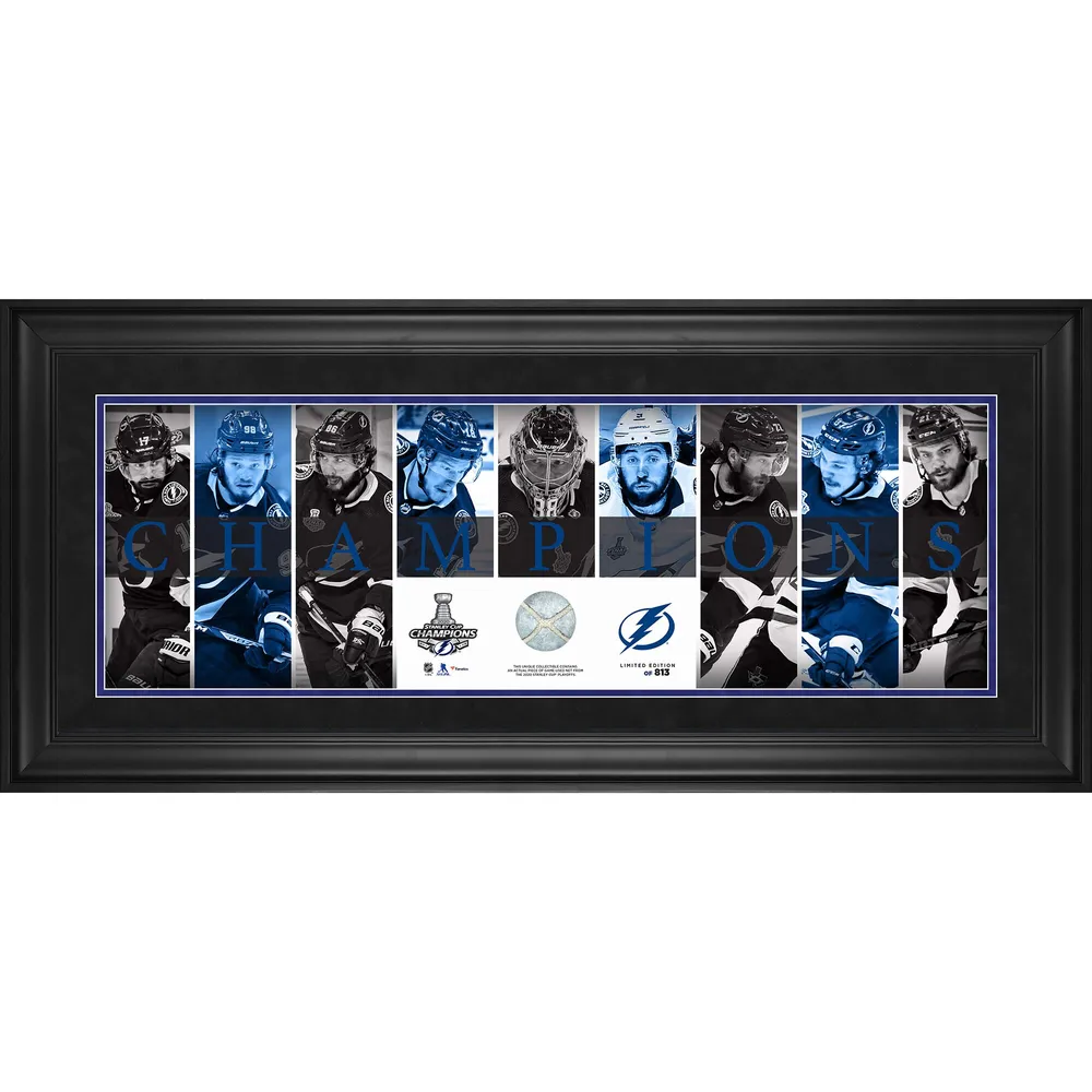 Andrei Vasilevskiy Tampa Bay Lightning 2021 Stanley Cup Champions Framed 16 x 20 Collage with A Piece of Game-Used Net from The Final - Limited