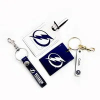 Tampa Bay Lightning - Coffret cadeau trois pièces en cuir avec étiquette personnalisée