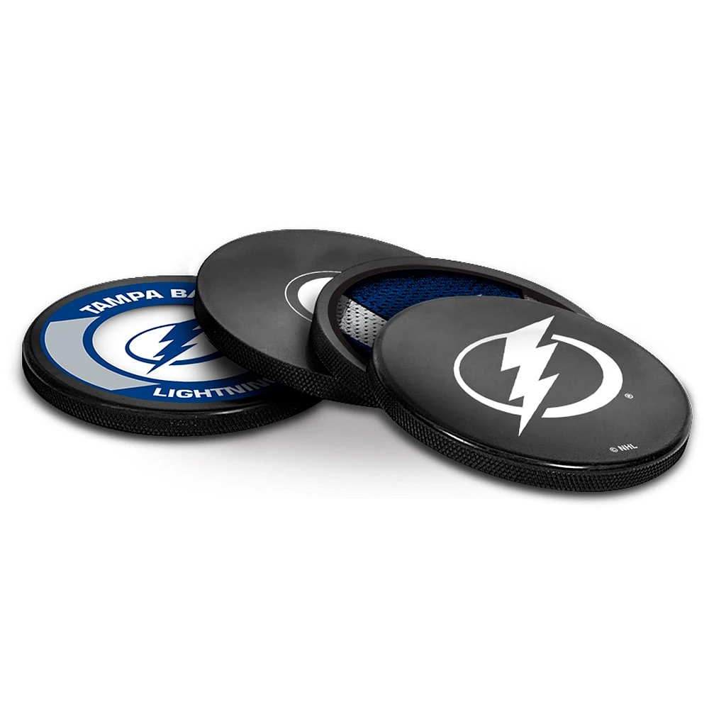 The Sports Vault Tampa Bay Lightning Ensemble de quatre dessous de verre en forme de rondelle