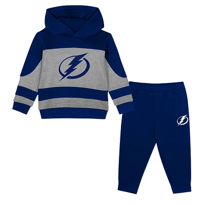 Ensemble sweat à capuche et pantalon de survêtement en molleton Puck Hero bleu/gris chiné pour tout-petits Tampa Bay Lightning