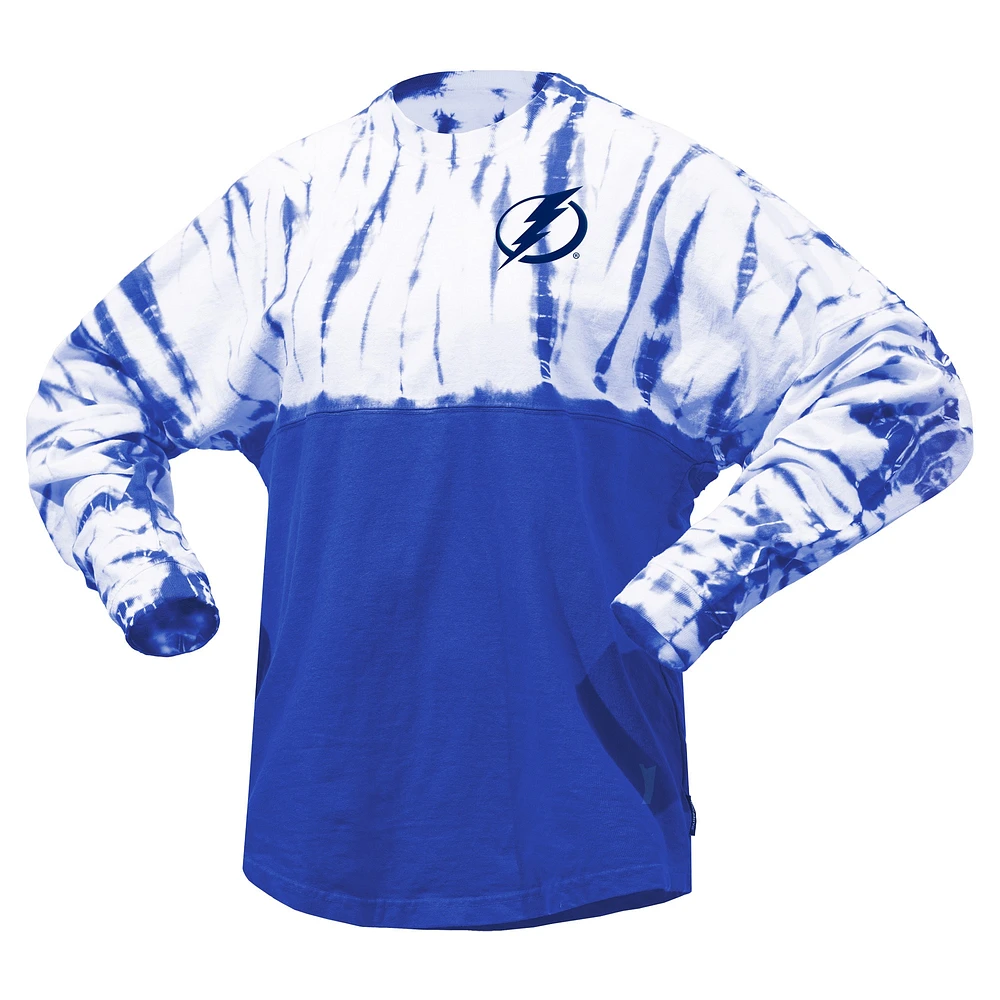 T-shirt unisexe Spirit Jersey bleu Tampa Bay Lightning Crystal Half Dye à manches longues