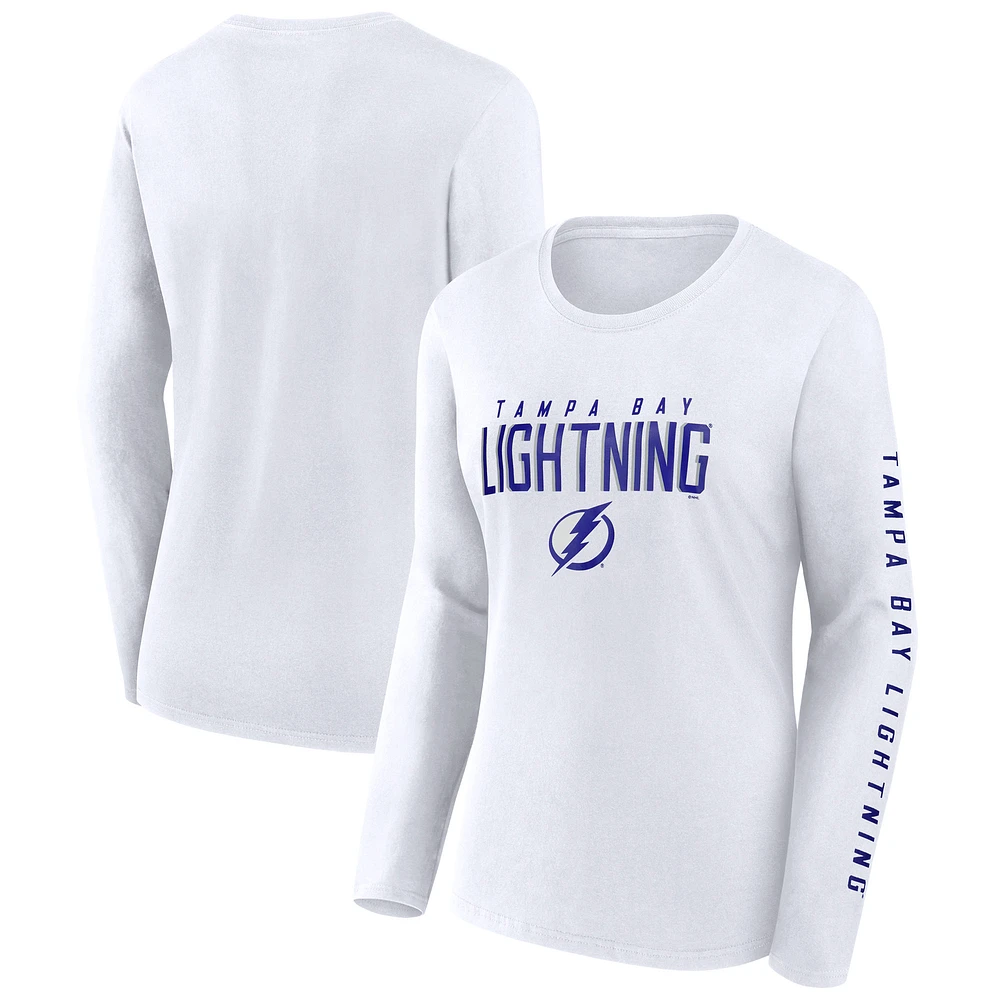 Women's Fanatics  White Tampa Bay Lightning Long Sleeve T-Shirt