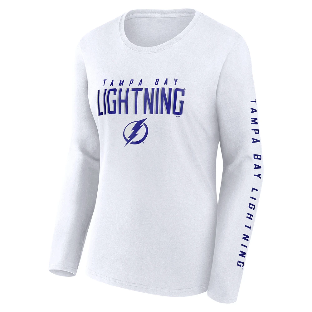 Women's Fanatics  White Tampa Bay Lightning Long Sleeve T-Shirt