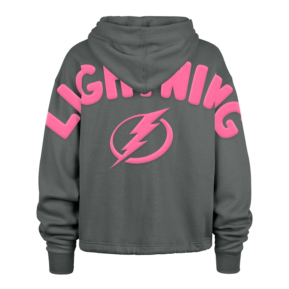 Sweat à capuche court Bright Side Venice '47 gris pour femme Tampa Bay Lightning