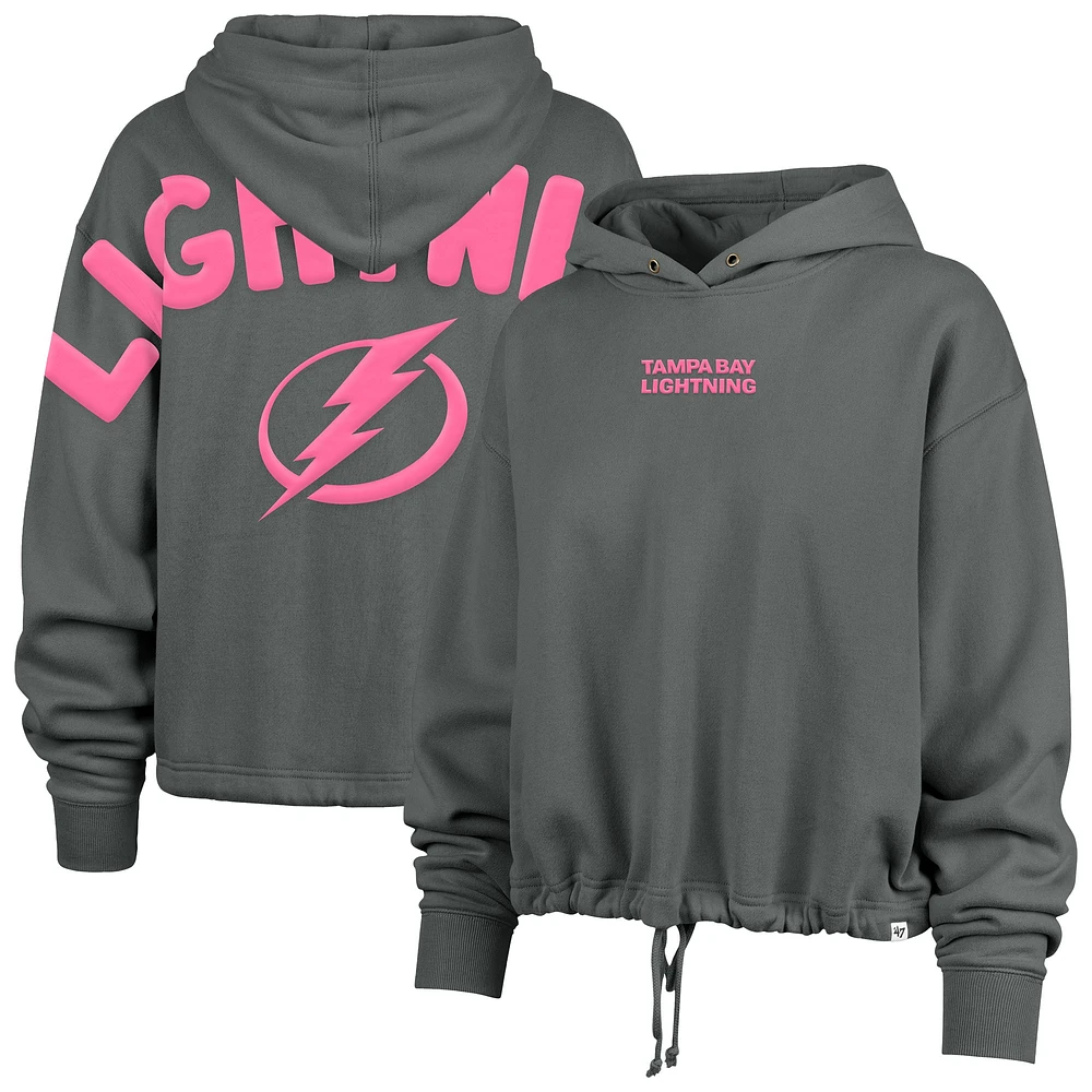 Sweat à capuche court Bright Side Venice '47 gris pour femme Tampa Bay Lightning