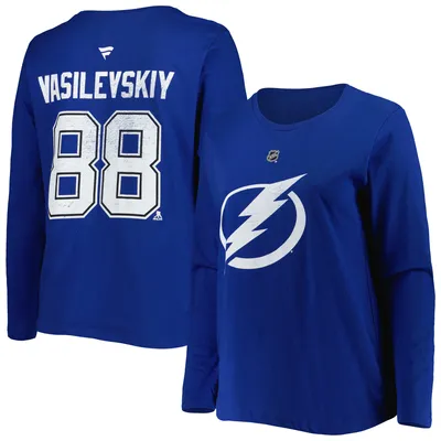 Andrei Vasilevskiy Tampa Bay Lightning Women's Plus Name and Number Long Sleeve T-Shirt - Blue