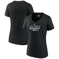 T-shirt noir à col en V avec mot-symbole alternatif du Lightning de Tampa Bay Fanatics pour femmes