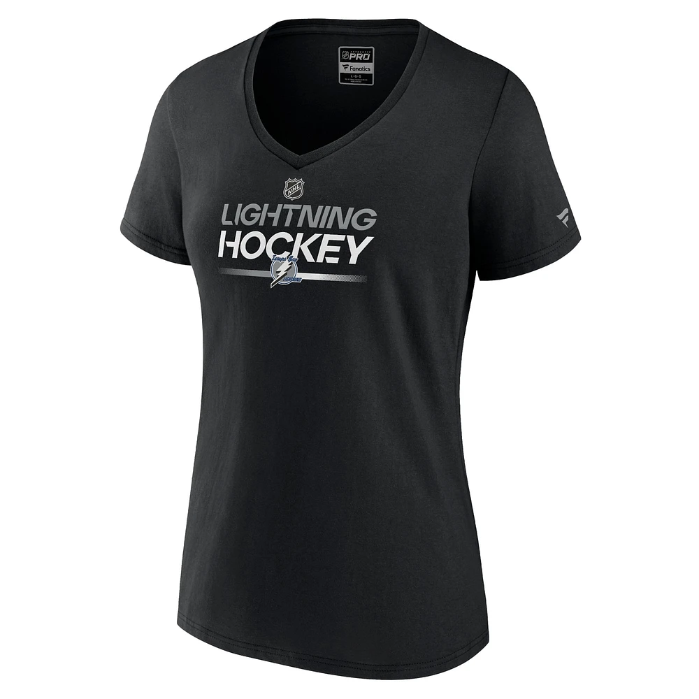 Women's Fanatics  Black Tampa Bay Lightning Alternate Wordmark V-Neck T-Shirt