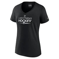 T-shirt noir à col en V avec mot-symbole alternatif du Lightning de Tampa Bay Fanatics pour femmes