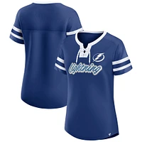 Women's Fanatics Blue Tampa Bay Lightning Iconic Athena Lace-Up T-Shirt