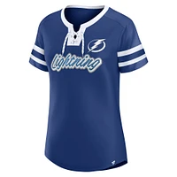Women's Fanatics Blue Tampa Bay Lightning Iconic Athena Lace-Up T-Shirt