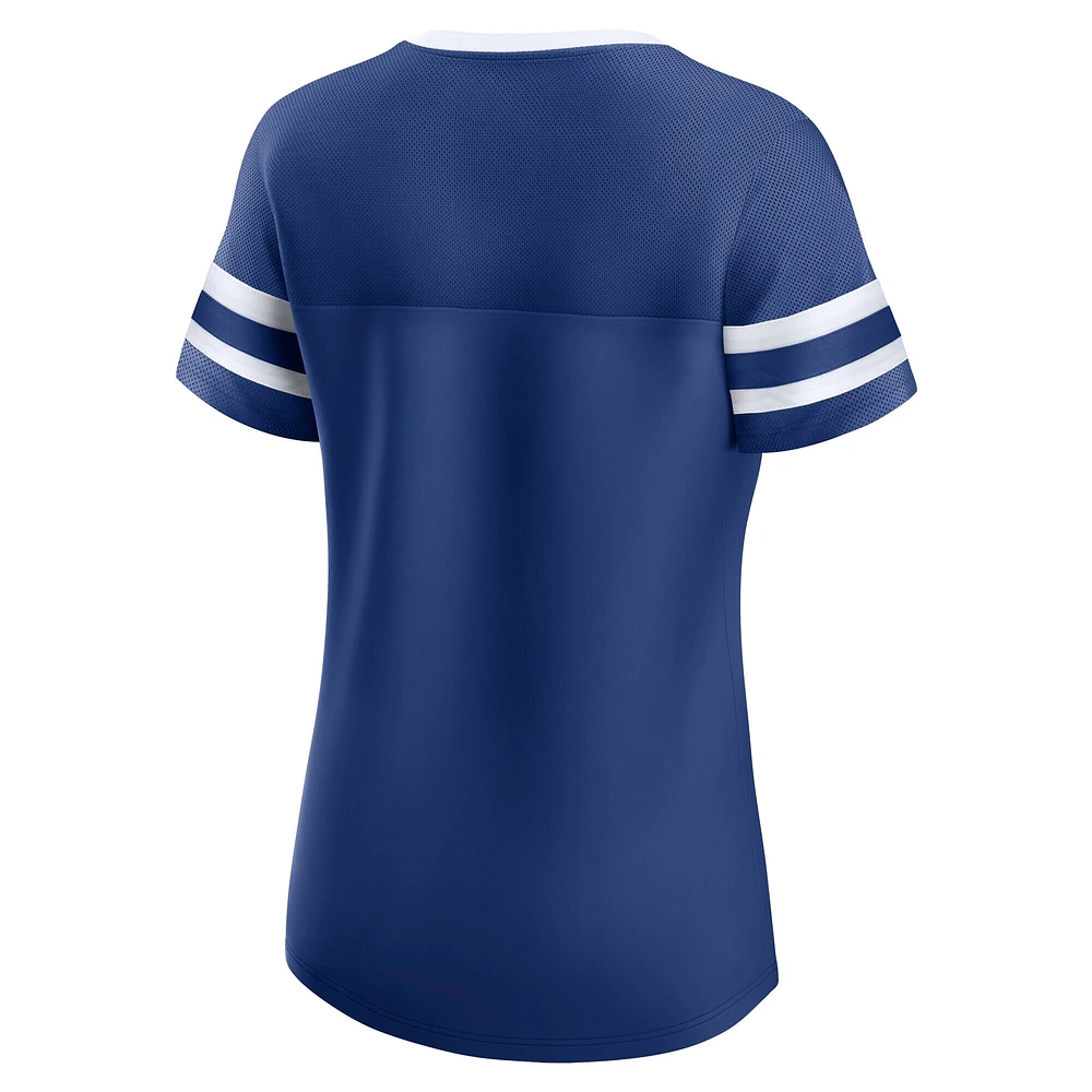 Women's Fanatics Blue Tampa Bay Lightning Iconic Athena Lace-Up T-Shirt