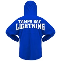 T-shirt à capuche manches longues et col en V Fanatics pour femmes, bleu, maillot Lightning de Tampa Bay