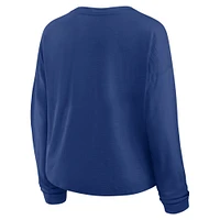 Women's Fanatics Blue Tampa Bay Lightning Oversized All Out Effort Long Sleeve Henley T-Shirt
