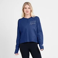 Women's Fanatics Blue Tampa Bay Lightning Oversized All Out Effort Long Sleeve Henley T-Shirt