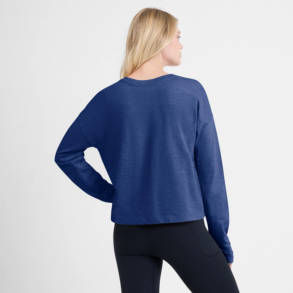 Women's Fanatics Blue Tampa Bay Lightning Oversized All Out Effort Long Sleeve Henley T-Shirt