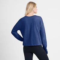 Women's Fanatics Blue Tampa Bay Lightning Oversized All Out Effort Long Sleeve Henley T-Shirt
