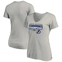 Women's Fanatics Gray Tampa Bay Lightning 2020 Eastern Conference Champions - Locker Room Taped Up V-Neck T-Shirt