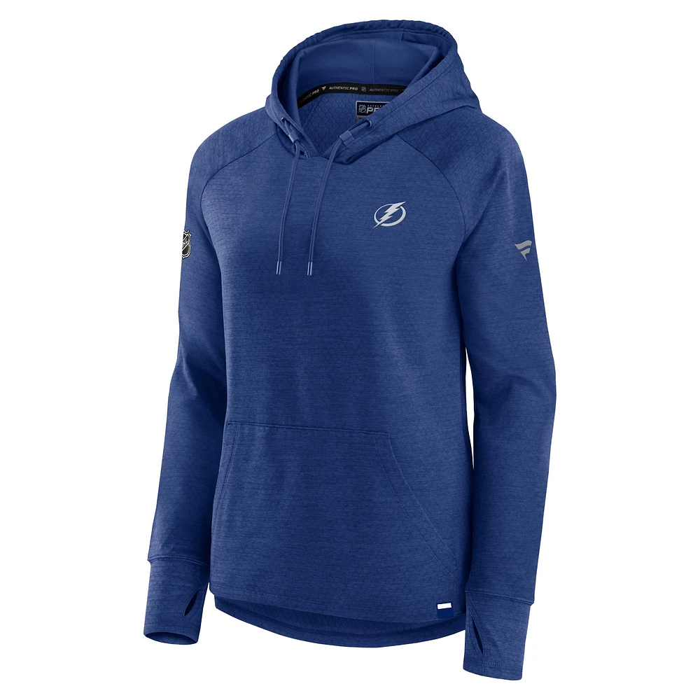 Women's Fanatics Heather Blue Tampa Bay Lightning Authentic Pro Pullover Hoodie