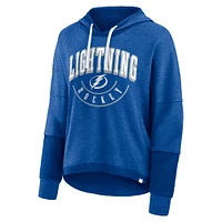 Women's Fanatics Heather Blue Tampa Bay Lightning Lux Lounge Helmet Arch Pullover Hoodie