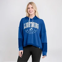 Women's Fanatics Heather Blue Tampa Bay Lightning Lux Lounge Helmet Arch Pullover Hoodie