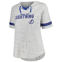 T-shirt à lacets grande taille Fanatics pour femmes, gris chiné, Lightning de Tampa Bay