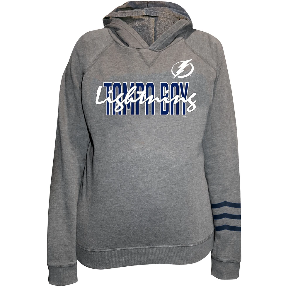 Sweat à capuche en polaire léger taille plus Fanatics Heather Gray Tampa Bay Lightning pour femmes