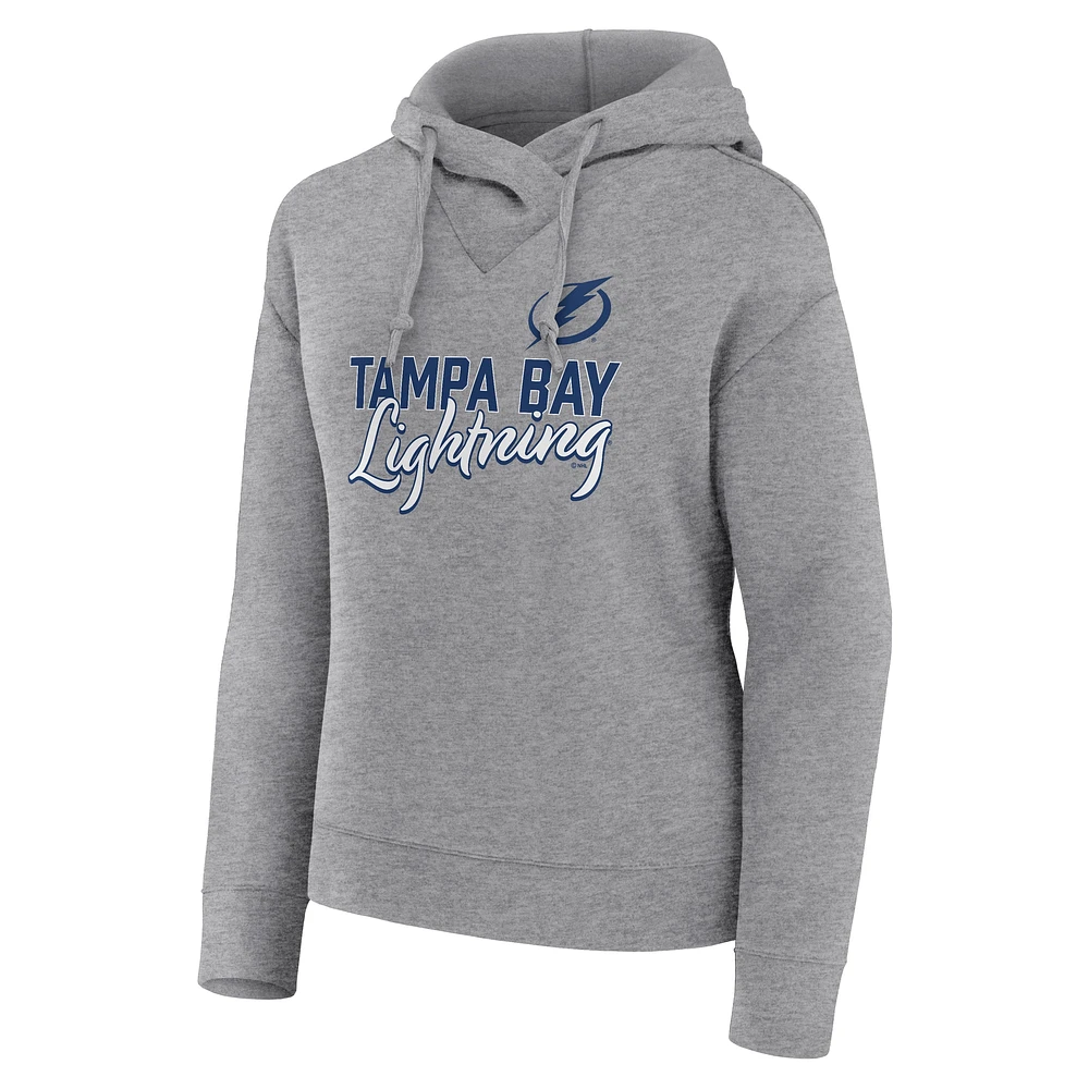 Women's Fanatics Heather Gray Tampa Bay Lightning Script Favorite Pullover Hoodie