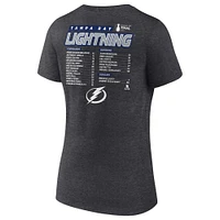 Women's Fanatics Heathered Charcoal Tampa Bay Lightning 2022 Stanley Cup Final Own Goal Roster V-Neck T-Shirt