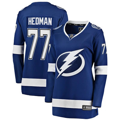 Maillot de joueur Breakaway Victor Hedman bleu Lightning Tampa Bay Fanatics pour femmes