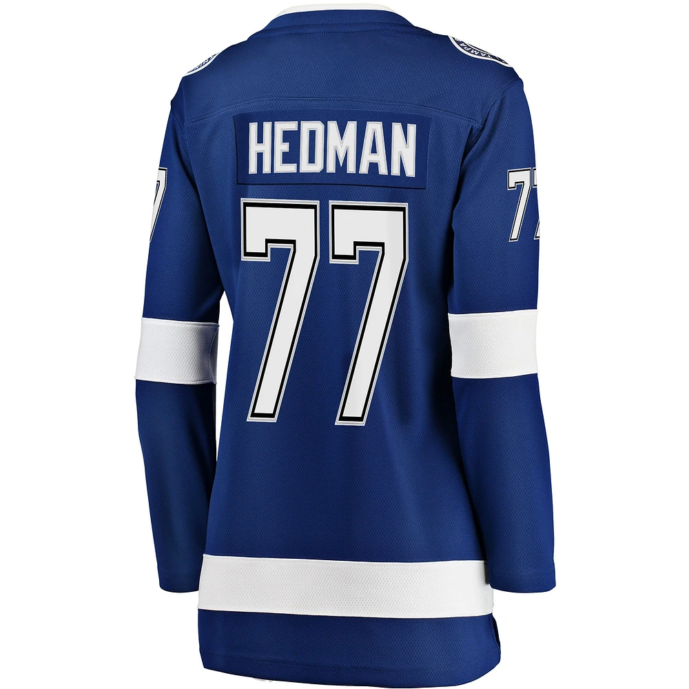 Maillot de joueur échappé premier du Lightning Tampa Bay Fanatics Victor Hedman, bleu, pour femmes