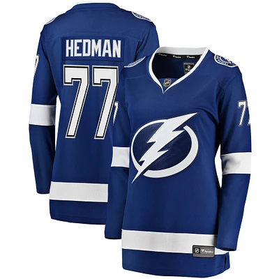 Maillot de joueur échappé premier du Lightning Tampa Bay Fanatics Victor Hedman, bleu, pour femmes