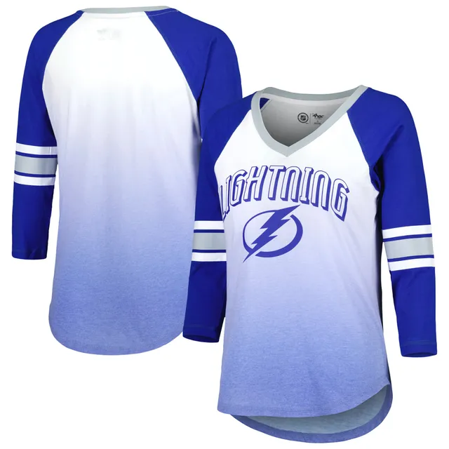 Women's St. Louis Blues Fanatics Branded Heathered Blue Team Tri-Blend  3/4-Sleeve V-Neck