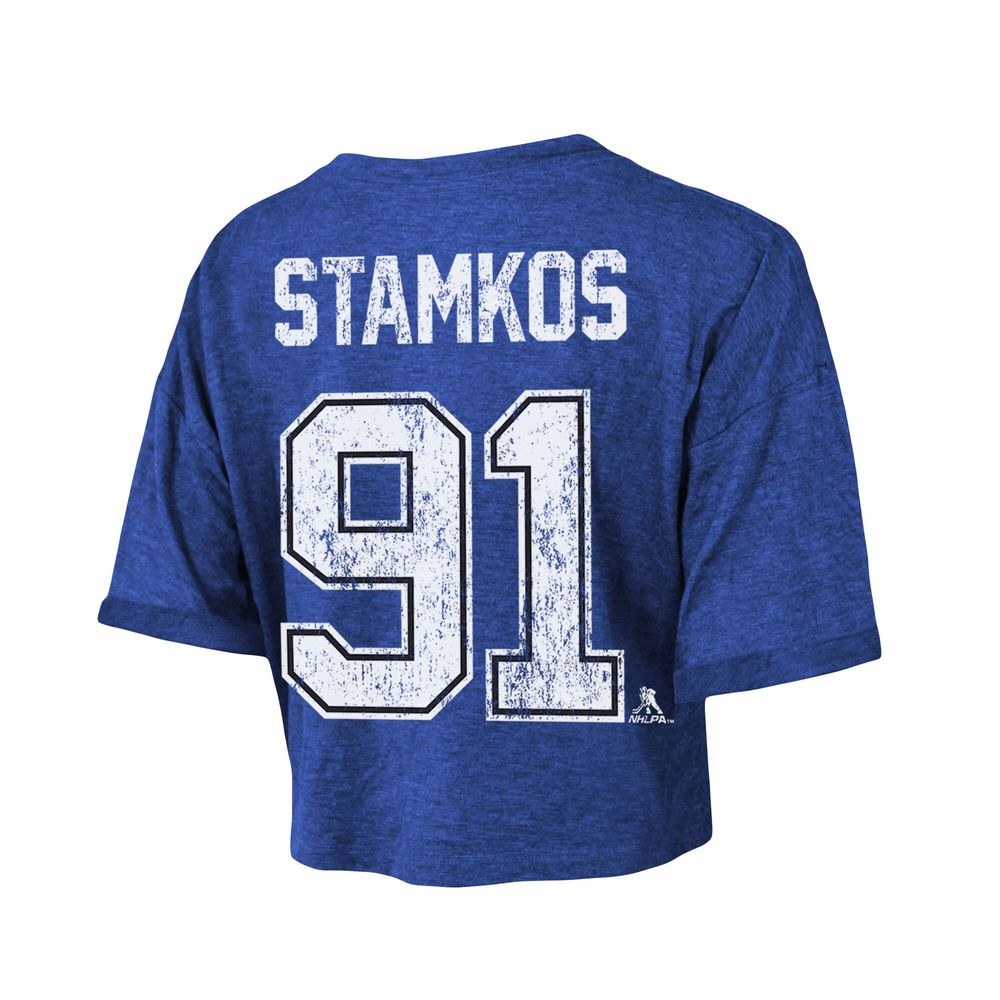 Majestic Threads Women's Majestic Threads Steven Stamkos Blue Tampa Bay  Lightning Name & Number Boxy Crop T-Shirt