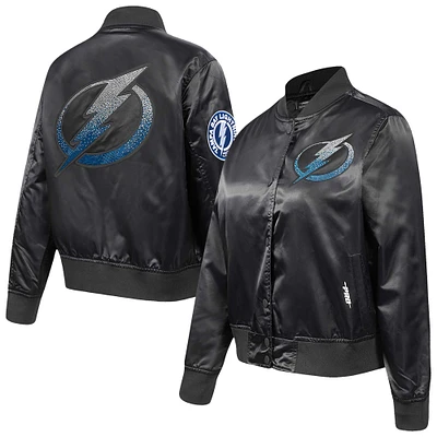 Veste en satin à boutons-pression pour femme Pro Standard Tampa Bay Lightning, noire, avec strass