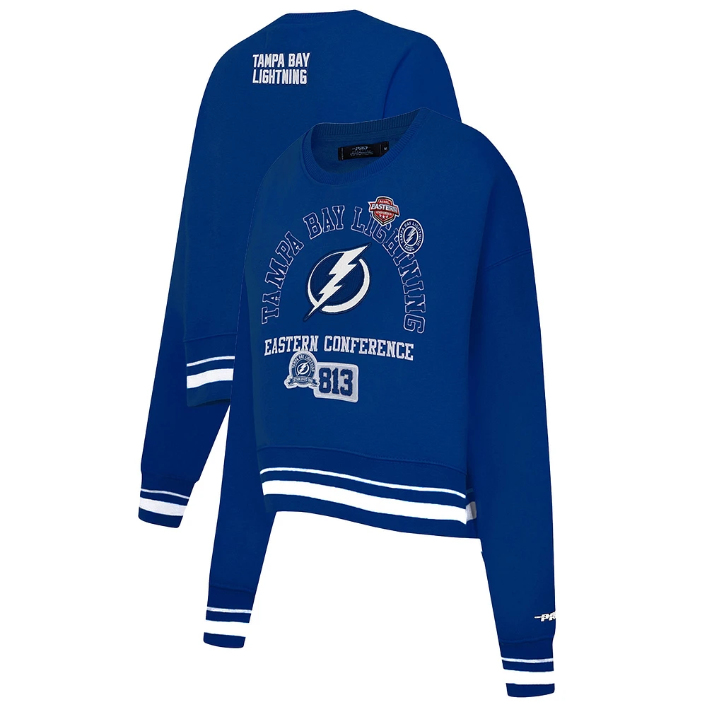 Sweat-shirt court Pro Standard bleu Tampa Bay Lightning Area Code pour femme