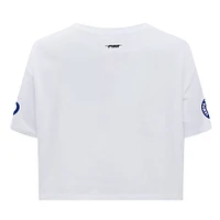 Women's Pro Standard White Tampa Bay Lightning Boxy Script Tail Cropped T-Shirt