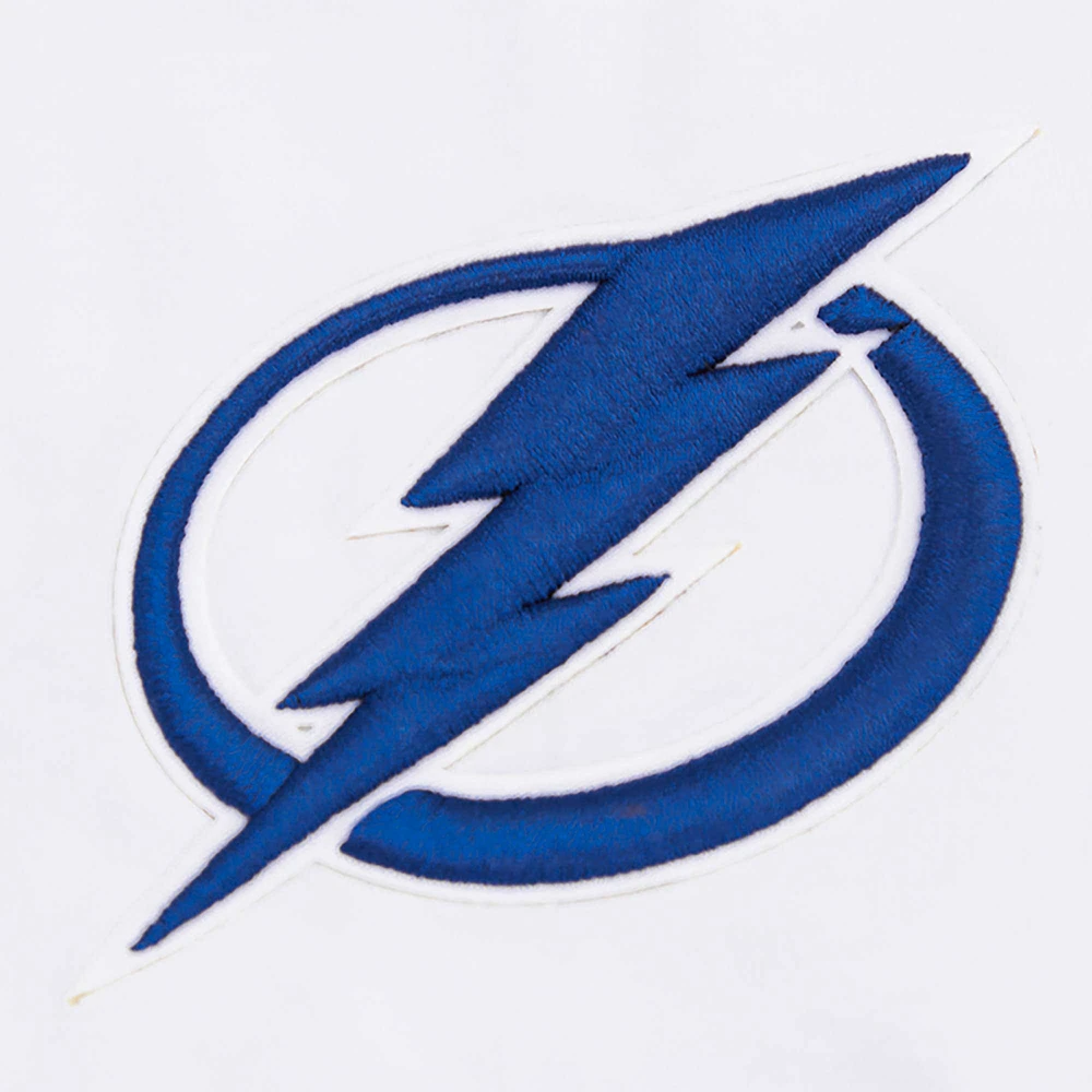 Women's Pro Standard White Tampa Bay Lightning Boxy Script Tail Cropped T-Shirt