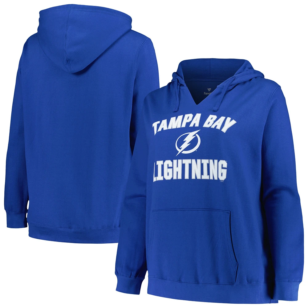 Women's Profile Blue Tampa Bay Lightning Plus Arch Over Logo Pullover Hoodie