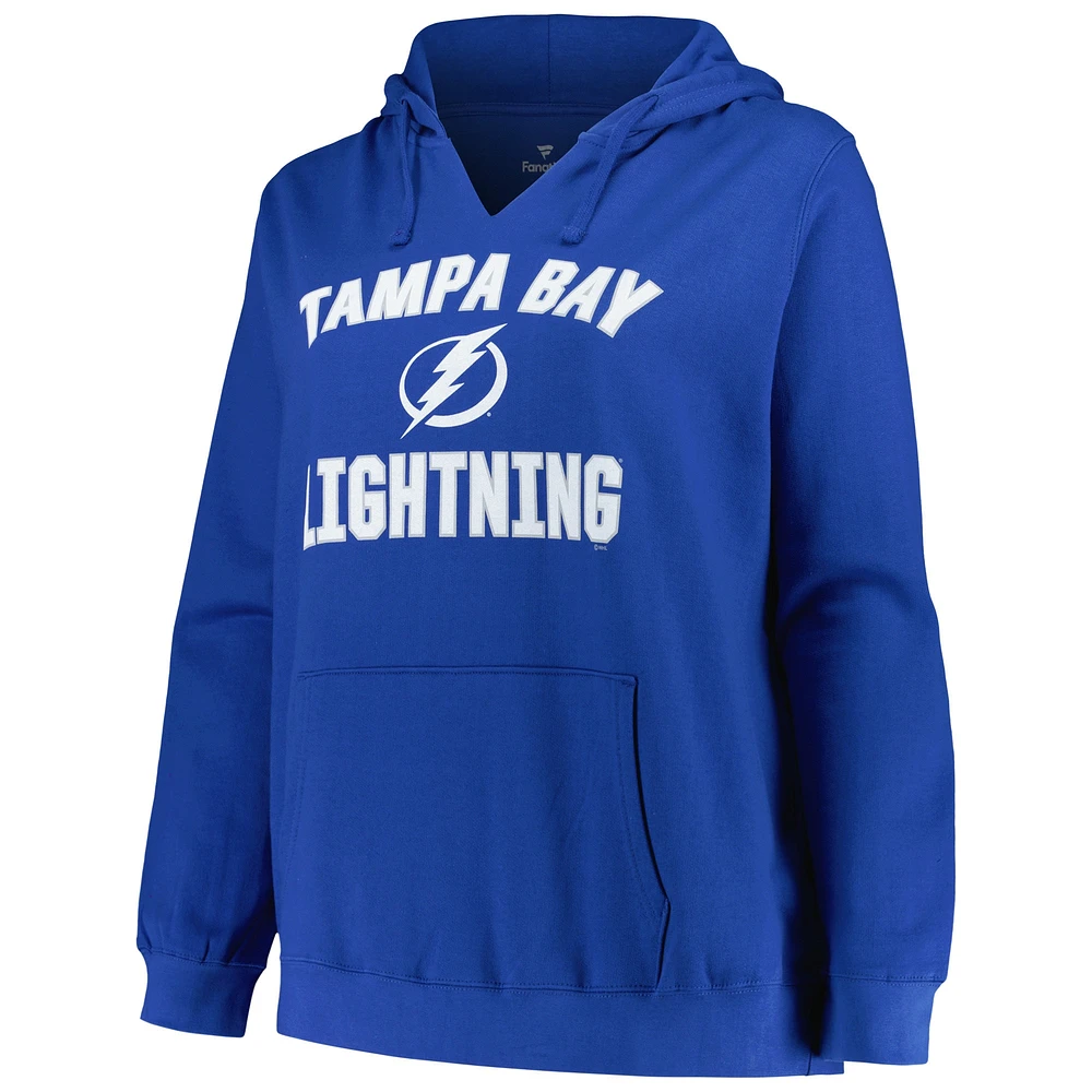 Women's Profile Blue Tampa Bay Lightning Plus Arch Over Logo Pullover Hoodie