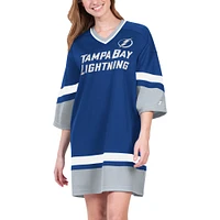 Robe sneaker à manches mi-longues et col en V Starter Blue Tampa Bay Lightning Hurry-Up Offense pour femmes