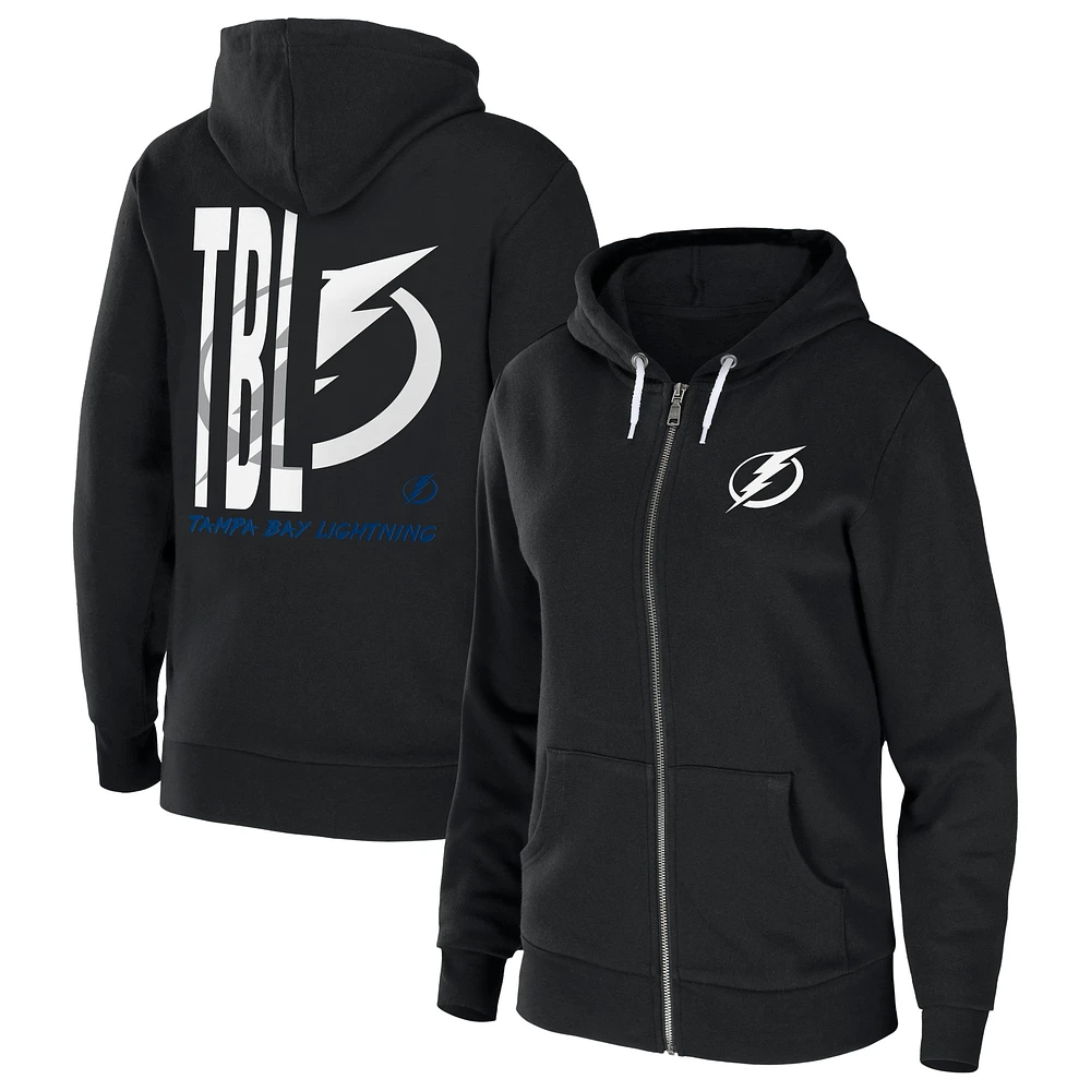 Women's WEAR by Erin Andrews Black Tampa Bay Lightning Sponge Fleece Full-Zip Hoodie