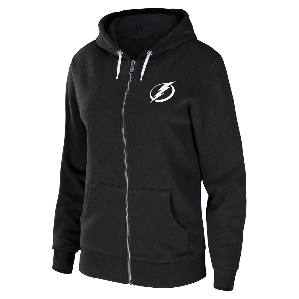 Women's WEAR by Erin Andrews Black Tampa Bay Lightning Sponge Fleece Full-Zip Hoodie