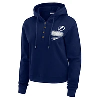 Women's WEAR by Erin Andrews  Blue Tampa Bay Lightning Waffle-Knit Pullover Hoodie