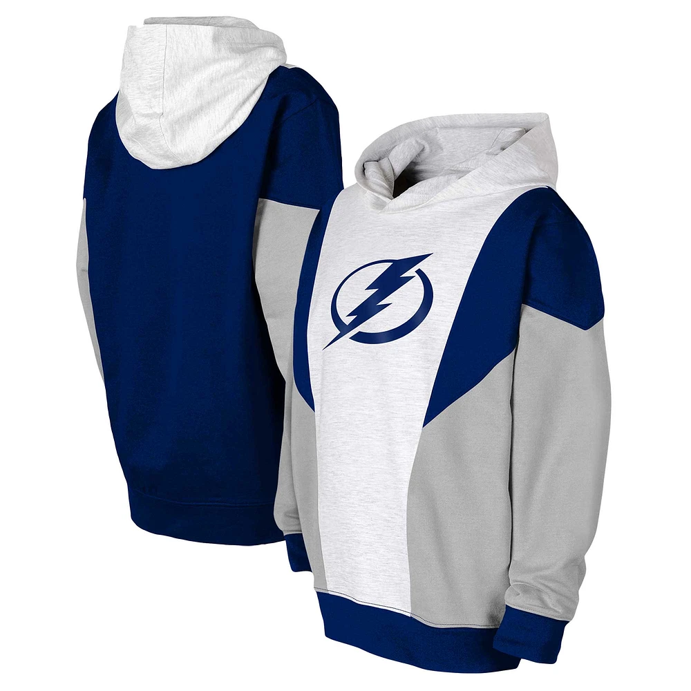 Youth Ash/Blue Tampa Bay Lightning Champion League Fleece Pullover Hoodie