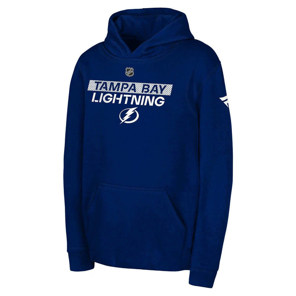 Youth Blue Tampa Bay Lightning Authentic Pro Wordmark Fleece Pullover Hoodie