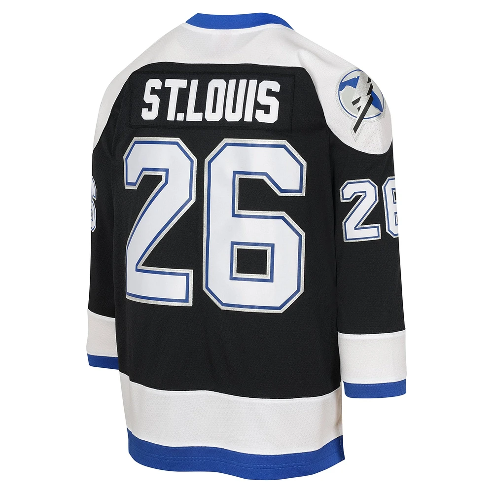 Maillot de joueur ligne bleue Mitchell & Ness Martin St. Louis noir Tampa Bay Lightning 2003 pour jeunes